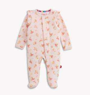 Magnetic Me Velour Footie in Pink Floral