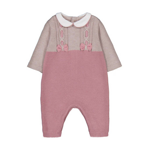Mayoral Sweater Knit Romper in Cipria
