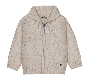 Mayoral Zip Cardigan in Oatmeal Tweed
