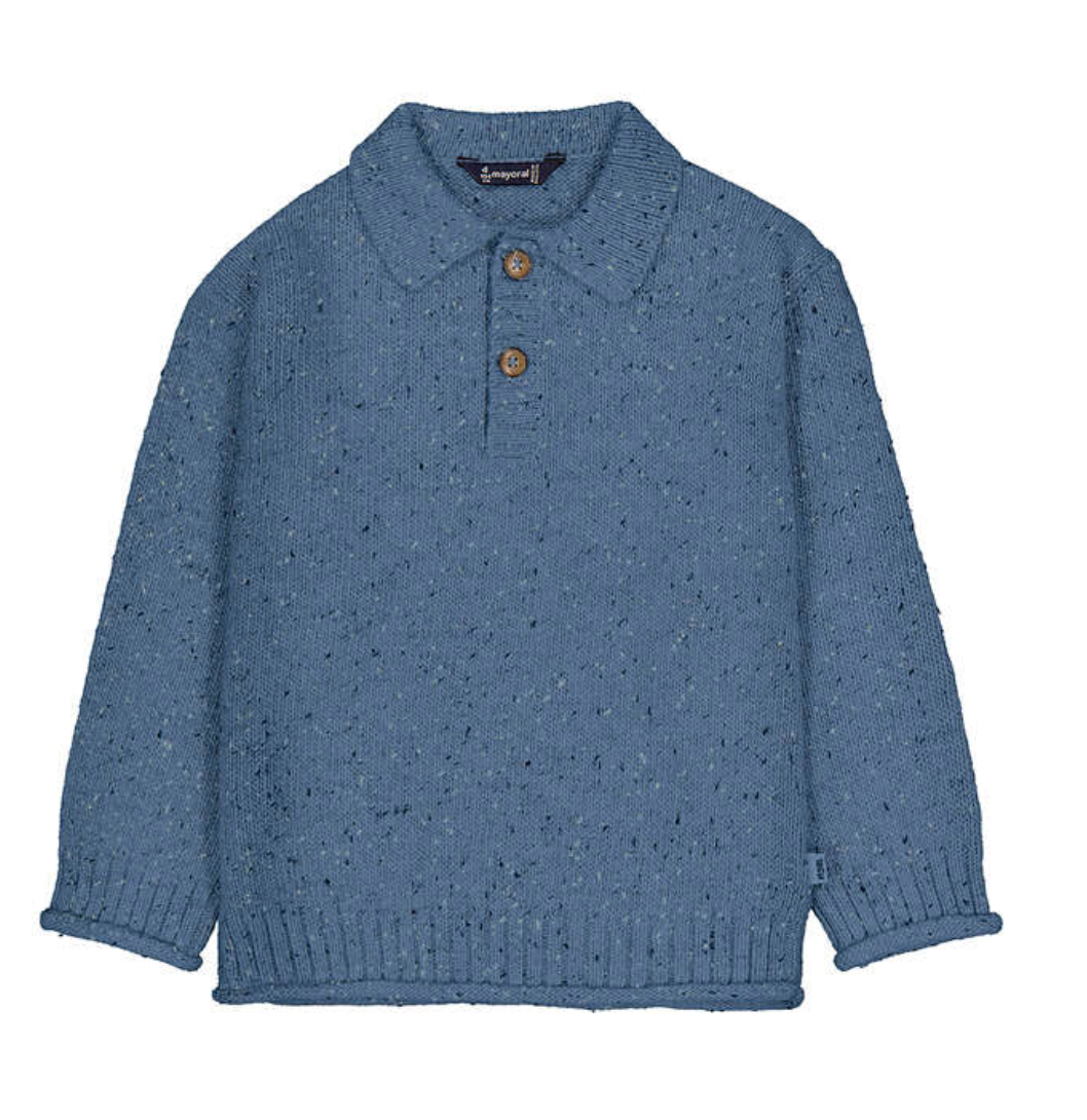 Mayoral Polo Sweater in Indigo Tweed