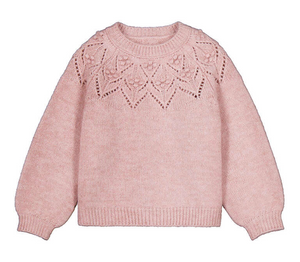 Mayoral Open Weave Sweater in Heathered Pink