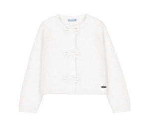 Mayoral Cardigan with Bow Buttons in Natural