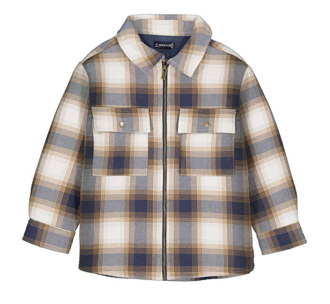 Mayoral Shirt Jacket in Ink Plaid