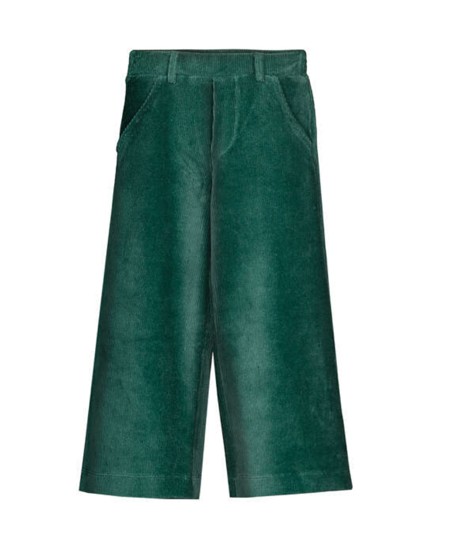 Mayoral Ribbed Velour Wide Leg Pant in Bottle Green