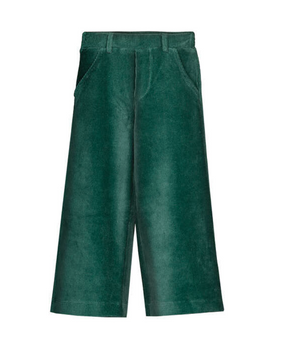 Mayoral Ribbed Velour Wide Leg Pant in Bottle Green