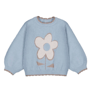 Mayoral Sweater in Hummingbird Blue with Flower