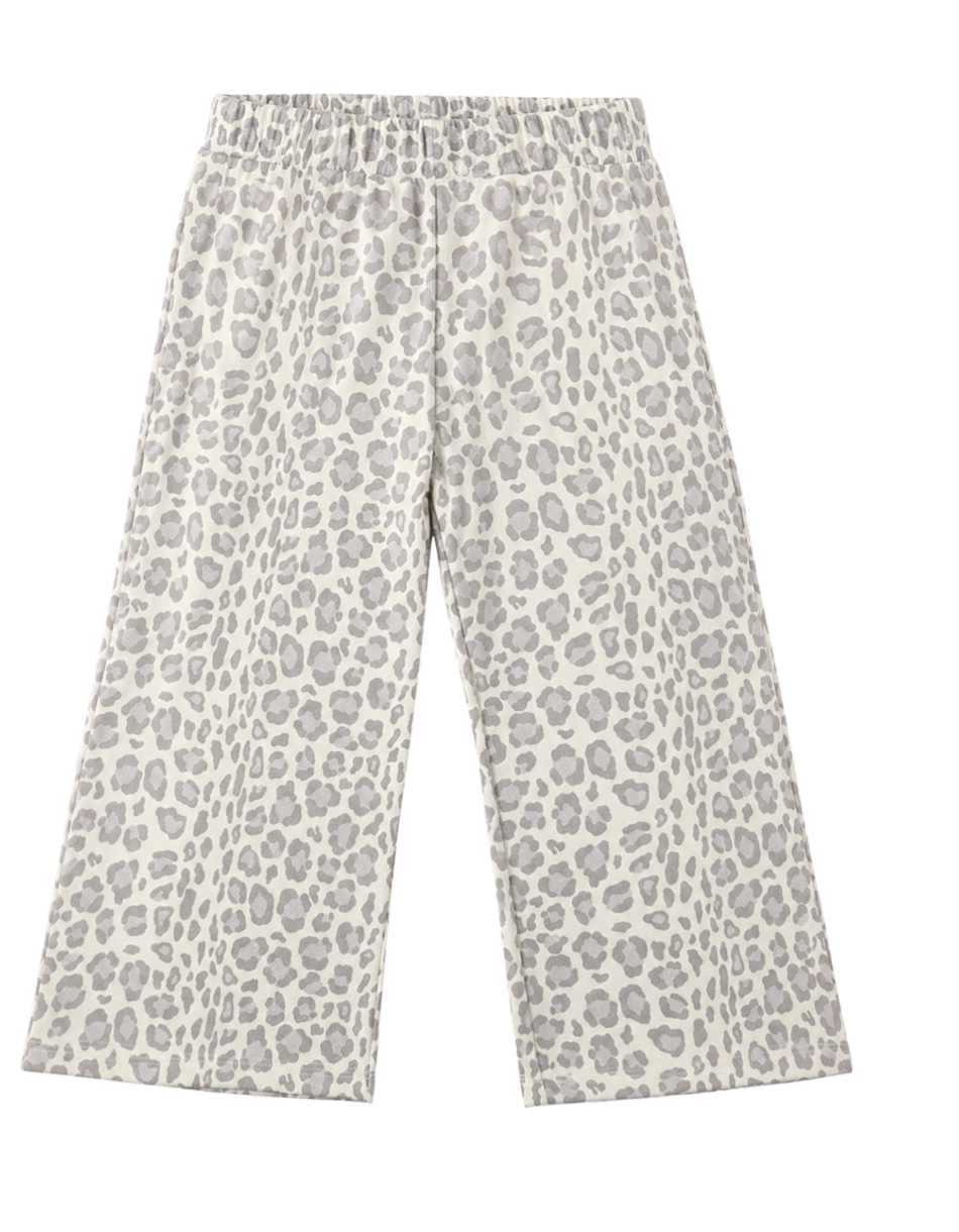 Rylee + Cru Wide Leg Sweat Pant in Blue Leopard