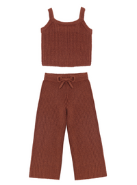 Rylee + Cru Fuzzy Knit Lounge Set in Brick