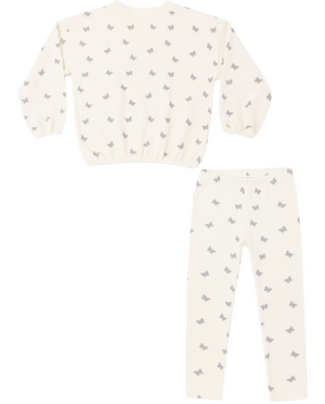 Rylee + Cru Spongey Knit Set in Butterfly Ditsy