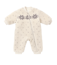Rylee + Cru Shearling Baby Jumpsuit in Natural Faire Isle