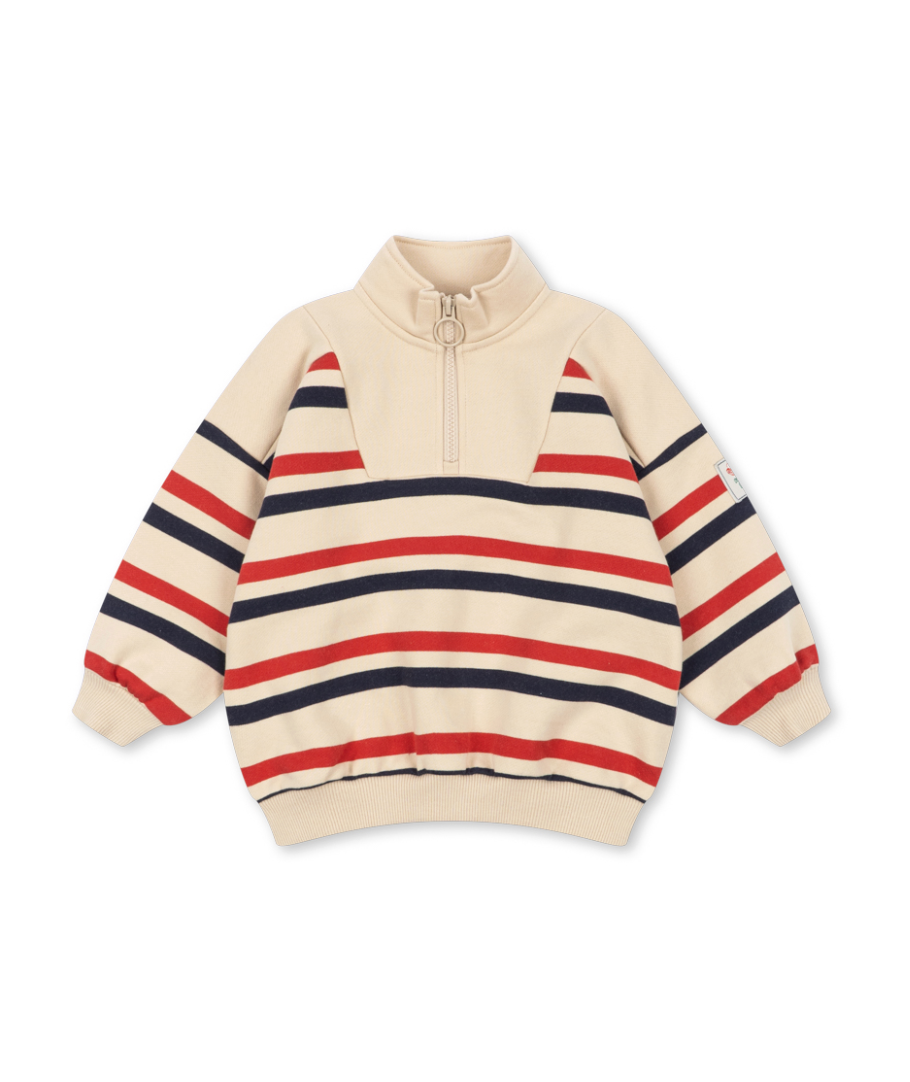 Konges Slojd Loupy Half Zip Sweater in Tangerine Stripe