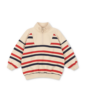 Konges Slojd Loupy Half Zip Sweater in Tangerine Stripe