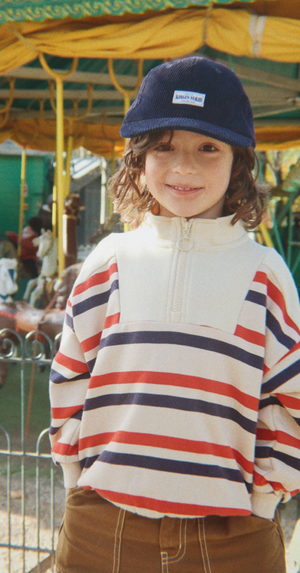 Konges Slojd Loupy Half Zip Sweater in Tangerine Stripe