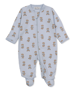 Kissy Kissy Zip Footie in Blue Teddy Bear Club