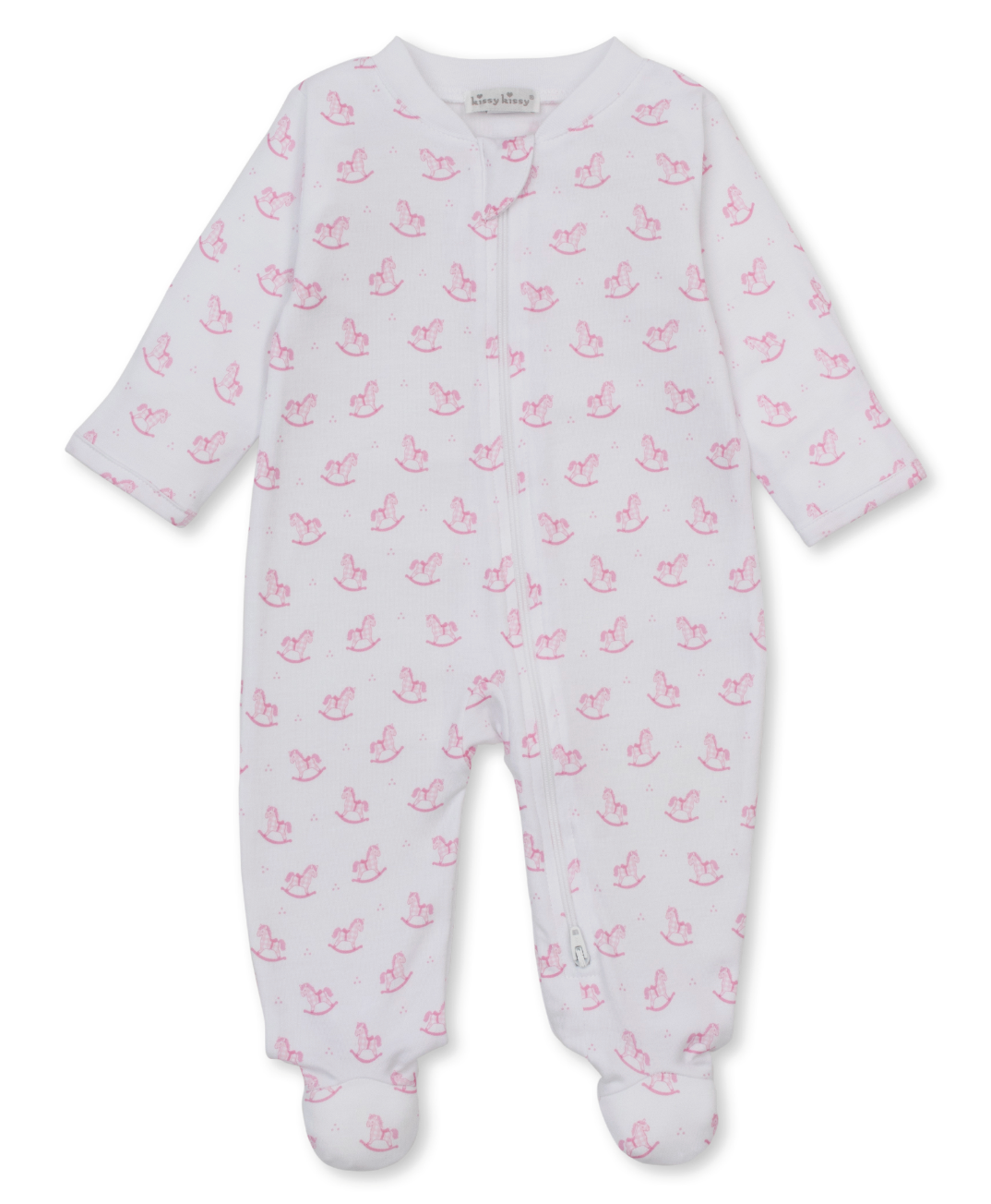 Kissy Kissy Zip Footie in Pink Gingham Rockers
