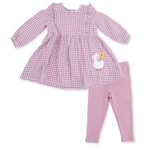 Angel Dear Ruffle Dress and Legging Set in Berry Gingham