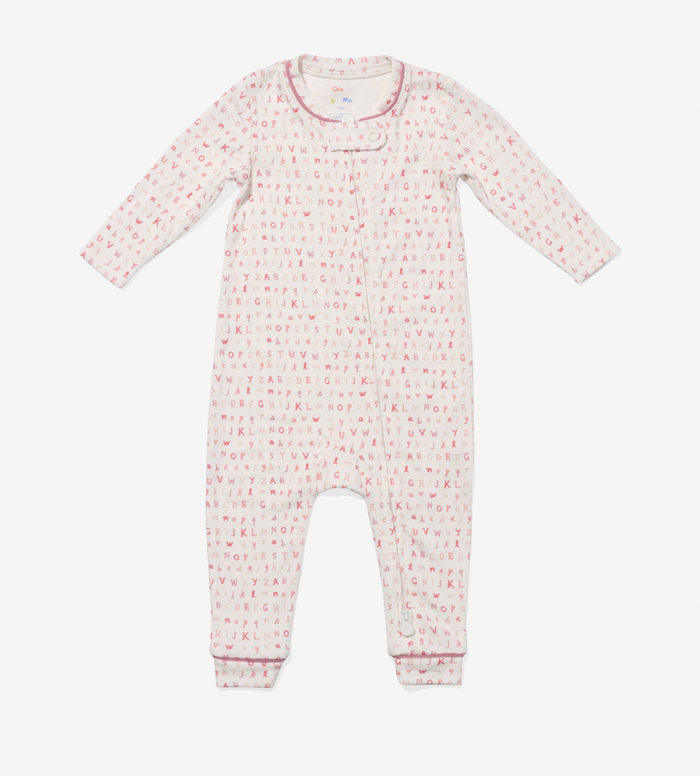 Oso & Me Ziggy Zip Romper in Rose ABC's