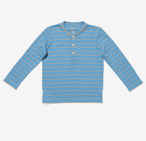 Oso & Me Henley T-Shirt in Blue Fine Stripe