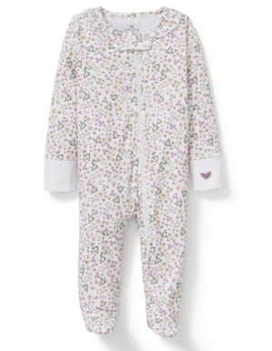 Petite Plume Pima Cotton Ruffle Baby Footie in Meadow Bloom