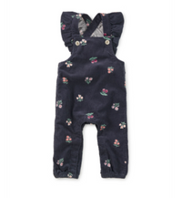Tea Collection Corduroy Ruffle Overalls in Midnight Posy
