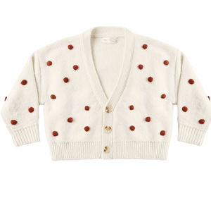 Rylee + Cru Boxy Crop Cardigan in Ruby Bobble