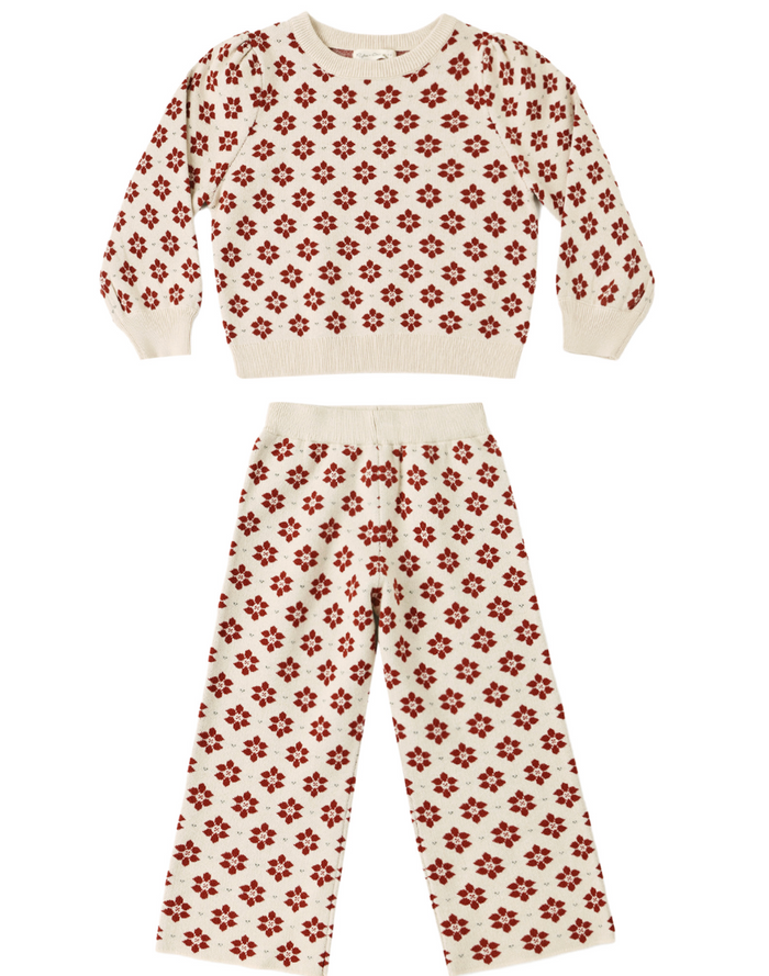 Rylee + Cru Jacquard Knit Set in Poinsettia