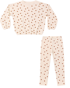 Rylee + Cru Spongey Knit Set in Ruby Dots