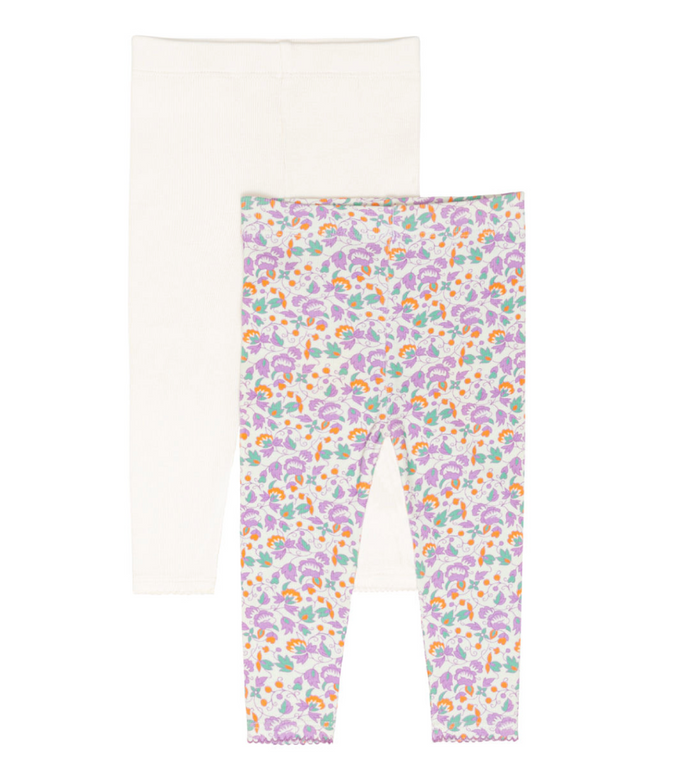 Minnow Baby Leggings-2 pack Cream/Orchid Floral