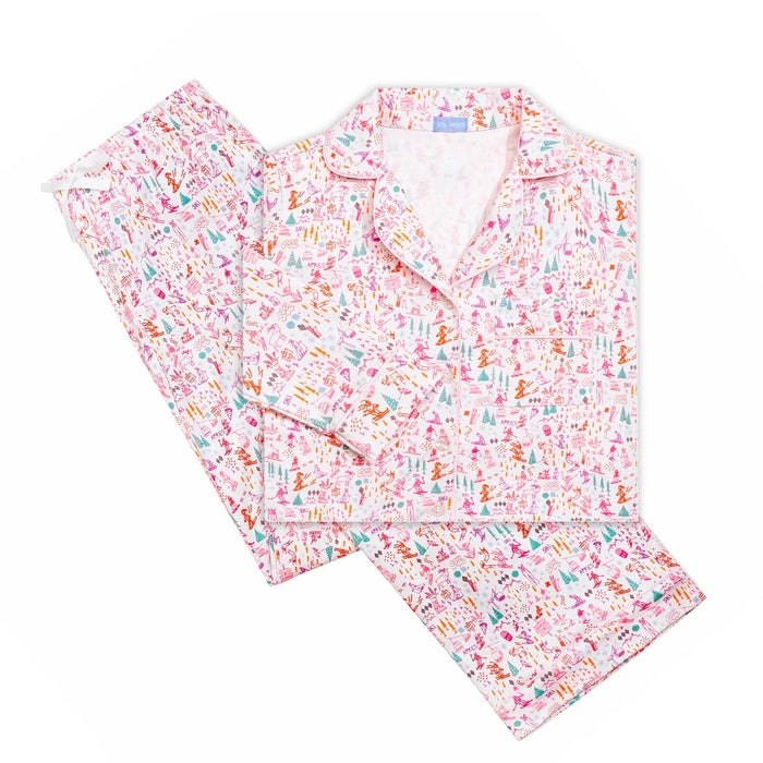Joy Street Women's Long Pajama Set in Pink Apres Ski