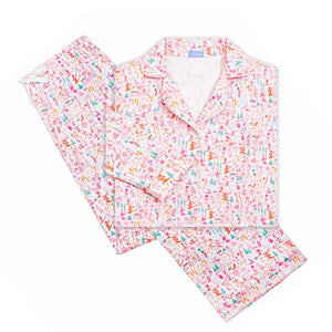 Joy Street Women's Long Pajama Set in Pink Apres Ski