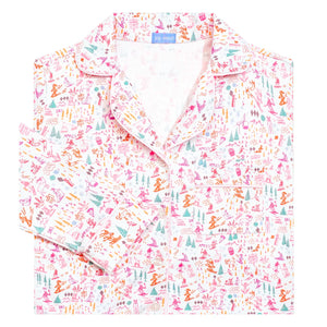 Joy Street Women's Long Pajama Set in Pink Apres Ski