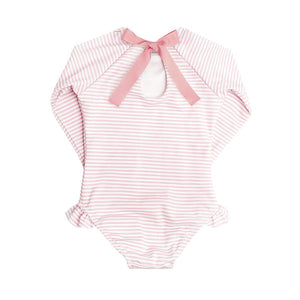 Minnow One-Piece Rash Guard in Pink Stripe