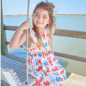 Pink Chicken Elsie Dress in Lobsters and Crabs