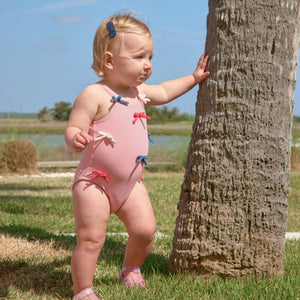 Pink Chicken Baby Girls Lottie Swim Suit in Pink Bows