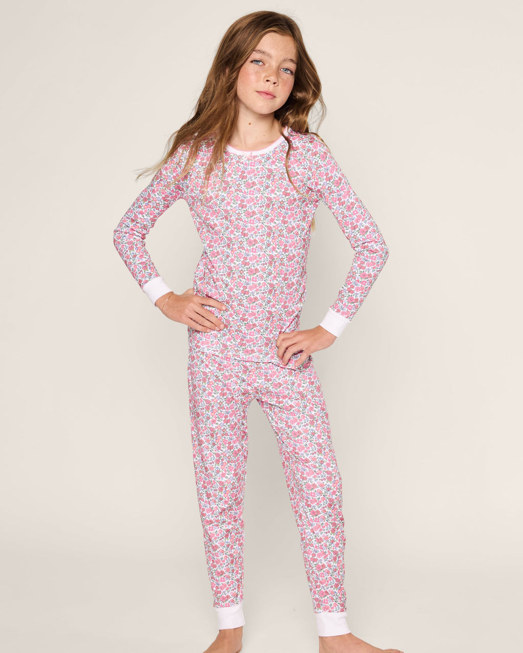 Petite Plume Pima Cotton Snugfit Pajamas in Fleurs de Rose