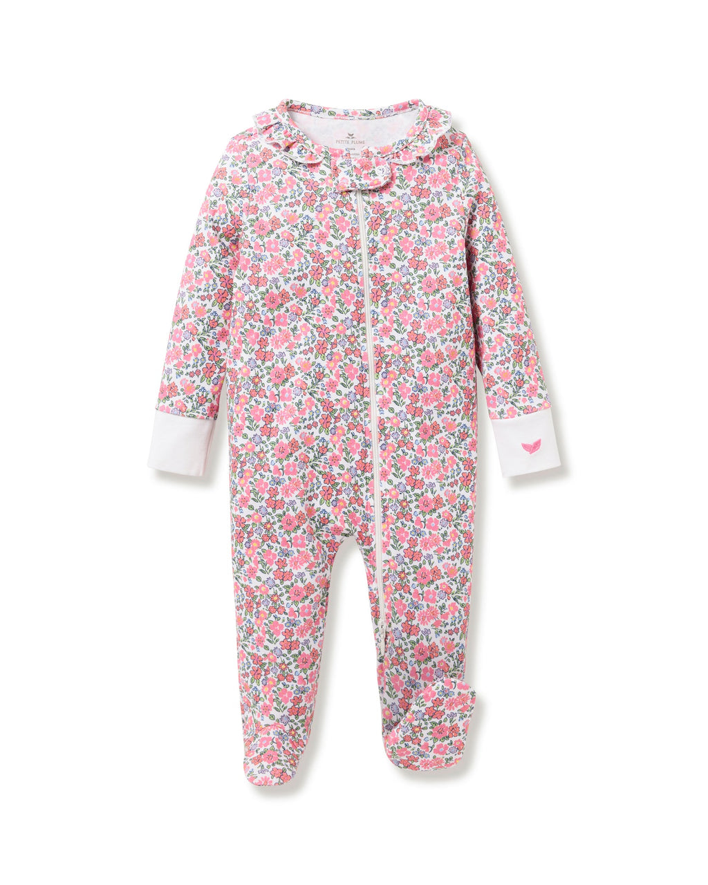 Petite Plume Pima Cotton Baby Romper in Fleurs de Rose