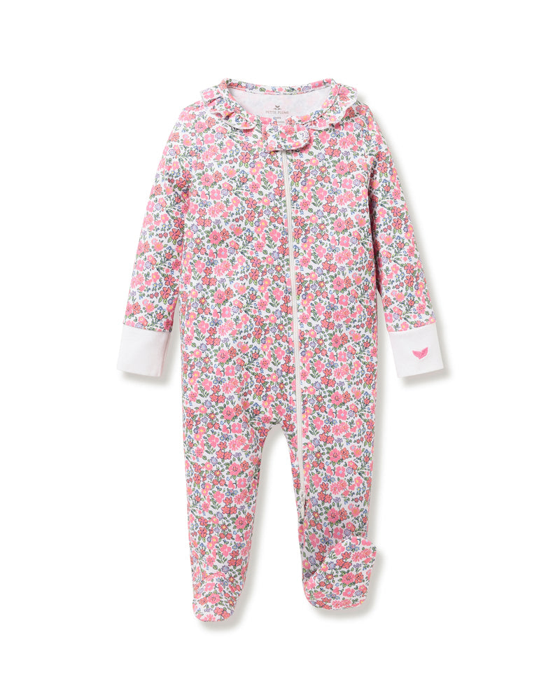 Petite Plume Pima Cotton Baby Romper in Fleurs de Rose