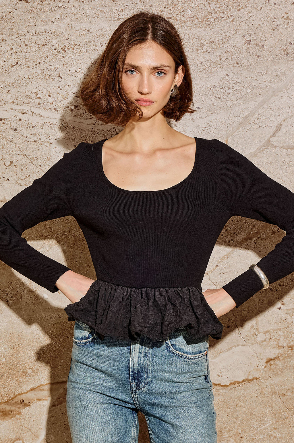 Rails Tillie Peplum Top in Black