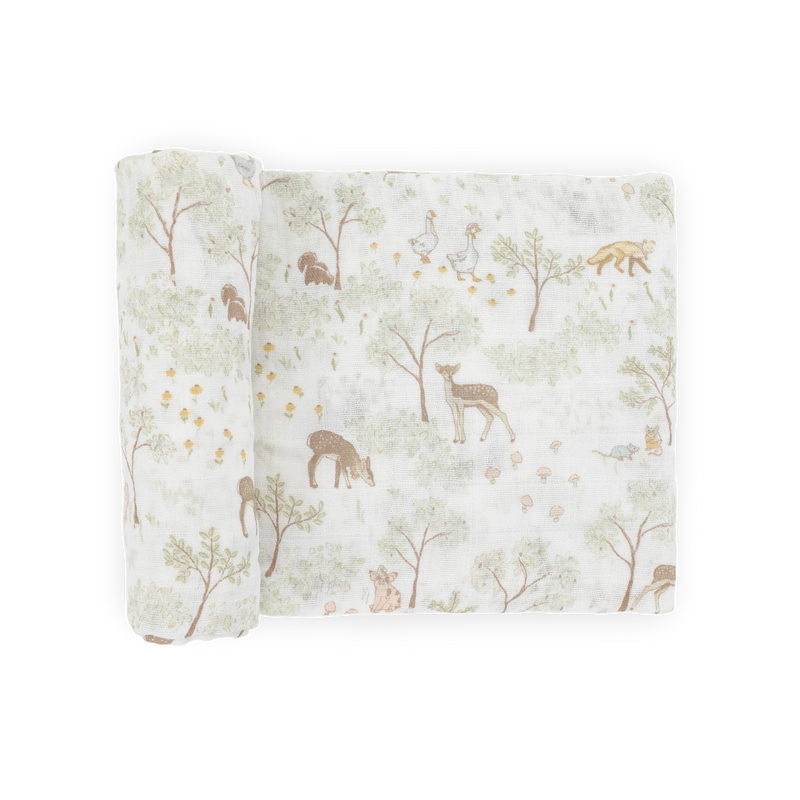 Little Unicorn Cotton Muslin Swaddle in Woodland Friends