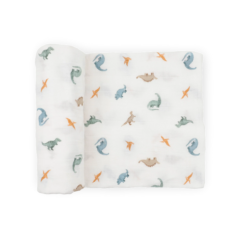 Little Unicorn Organic Cotton Muslin Swaddle in Little Dino