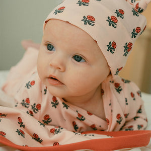 Pink Chicken Nesting Box Baby Take Home Set in Light Pink Tiny Flower Block Print