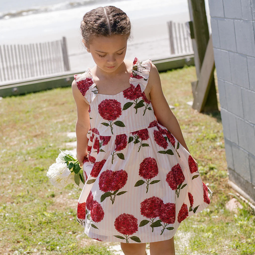 Pink Chicken Via Dress in Pink Stripe Hydrangeas