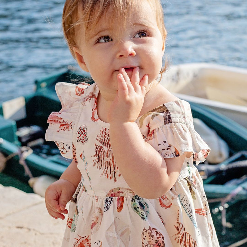 Pink Chicken Baby Liv Dress Set in Watercolor Shells