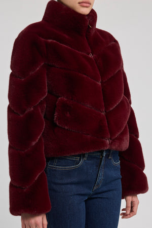 Generation Love Brianna Faux Fur Jacket in Cabernet