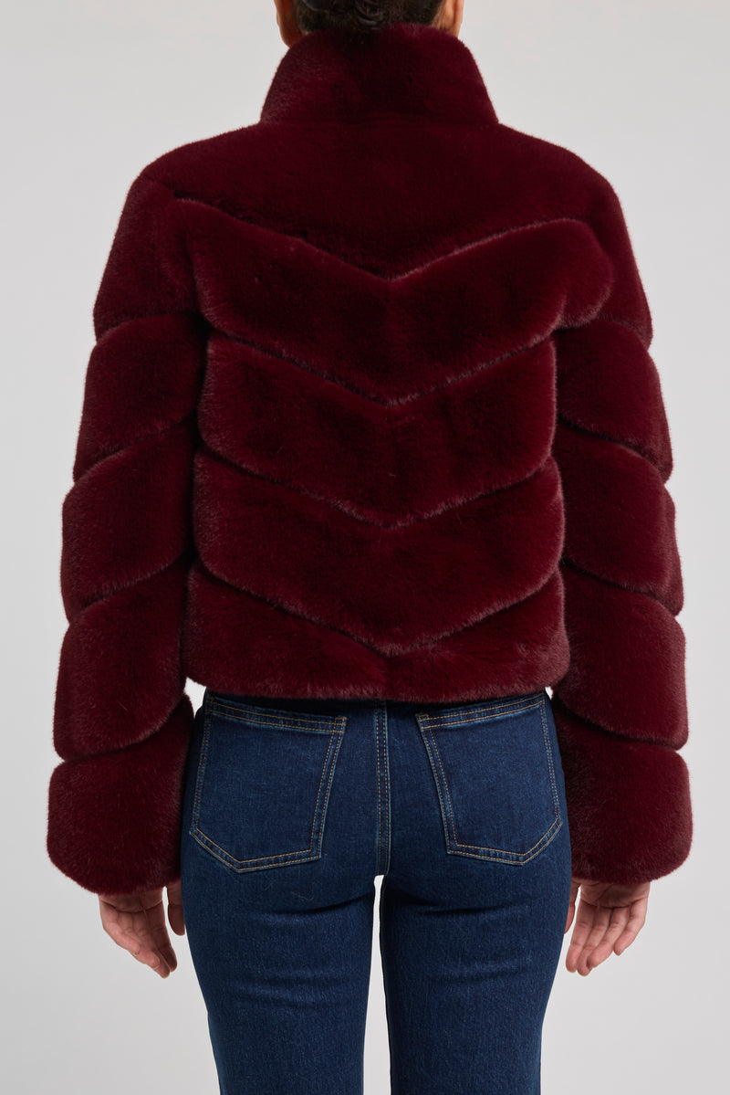 Generation Love Brianna Faux Fur Jacket in Cabernet