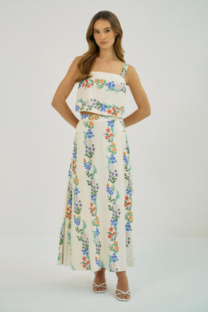 Ivory/Multi Folksy Floral Stripe