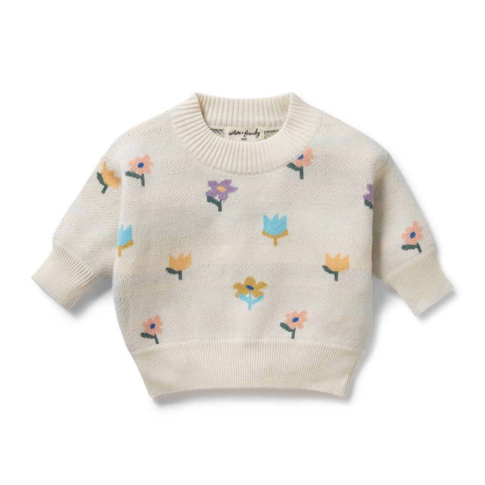 Wilson + Frenchy Organic Knit Sweater in Flower Pop