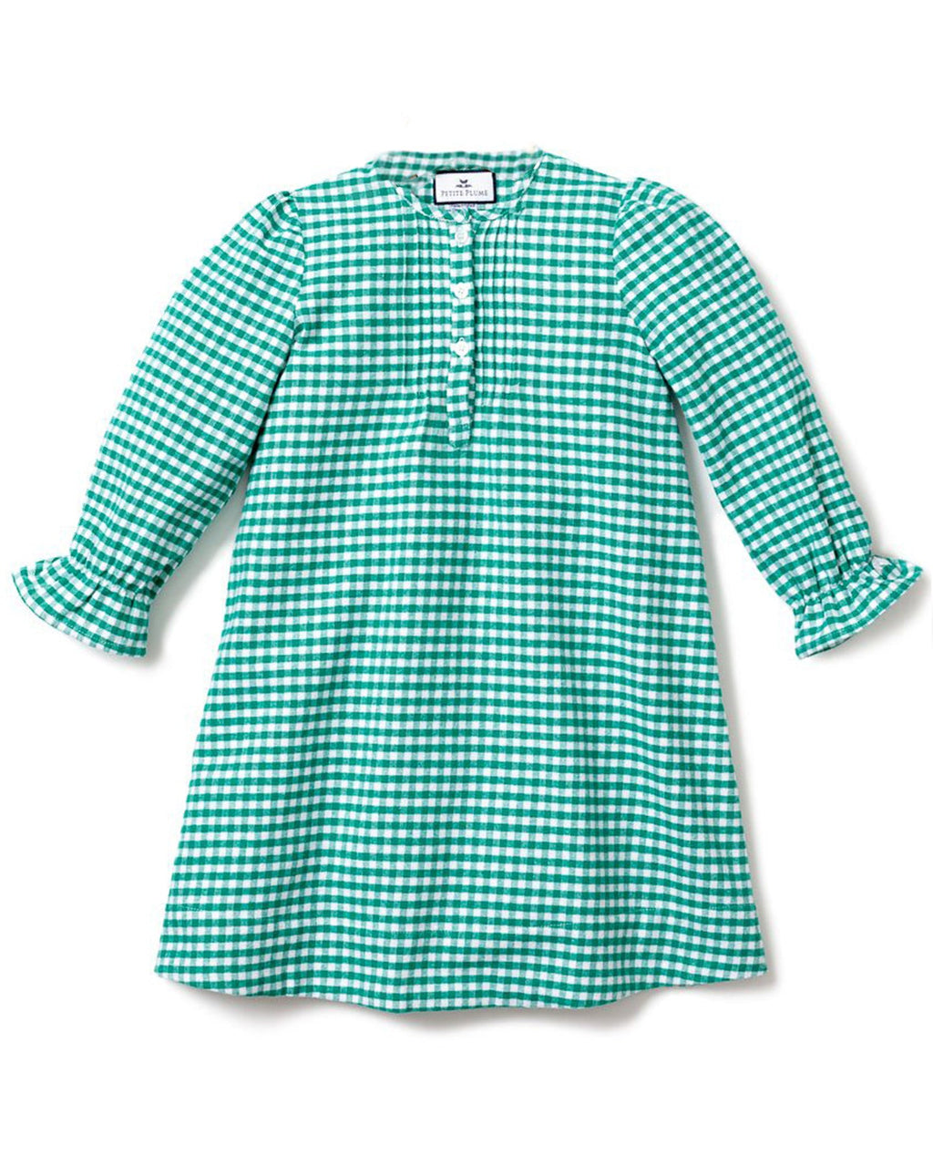 Petite Plume Beatrice Nightgown in Green Gingham