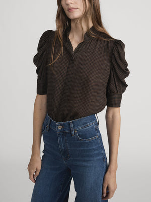 Frame Houndstooth Gillian Top in Americano Multi
