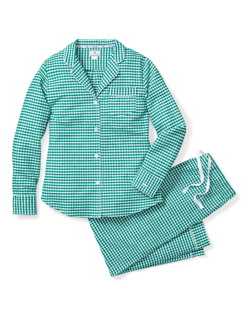 Petite Plume Women's Pajama Set in Green Gingham